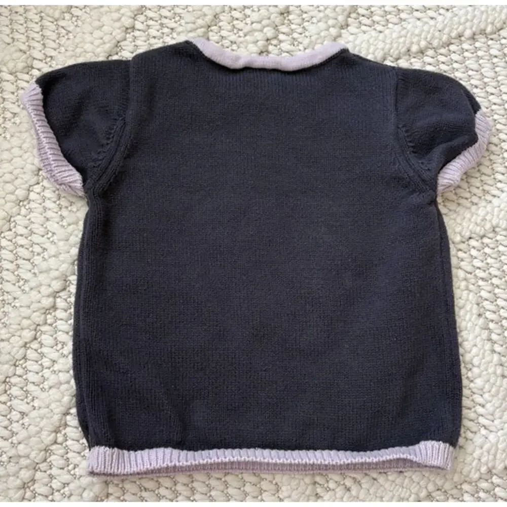 Vintage Toddler Girls Gymboree Embroidered Poodle Short Sleeve Sweater Size 3